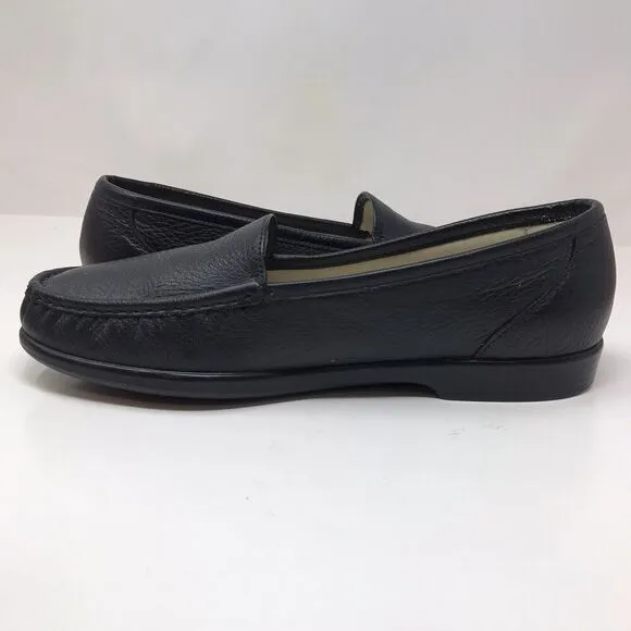 SAS Simplify Black Leather Slip On Everyday Loafers Shoes Flats Womens Size 11M