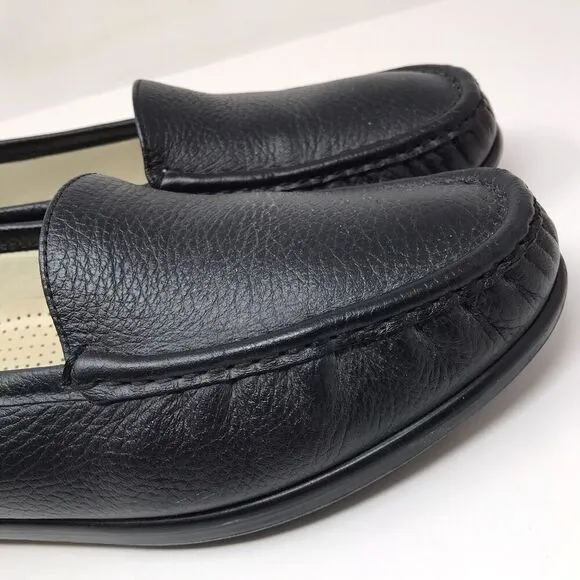 SAS Simplify Black Leather Slip On Everyday Loafers Shoes Flats Womens Size 11M