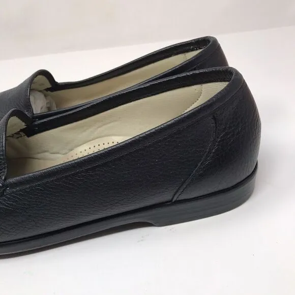 SAS Simplify Black Leather Slip On Everyday Loafers Shoes Flats Womens Size 11M