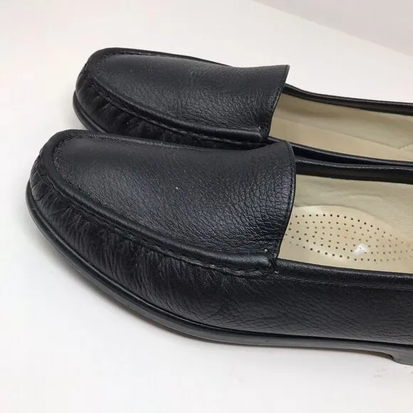 SAS Simplify Black Leather Slip On Everyday Loafers Shoes Flats Womens Size 11M