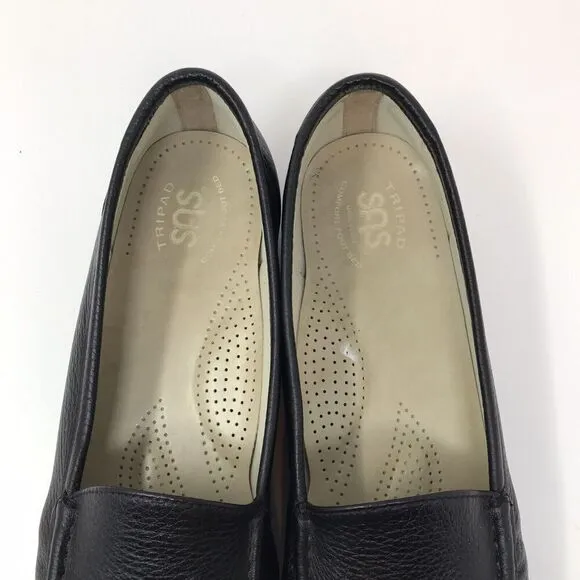 SAS Simplify Black Leather Slip On Everyday Loafers Shoes Flats Womens Size 11M