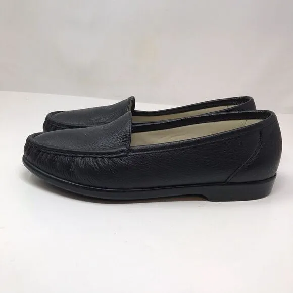 SAS Simplify Black Leather Slip On Everyday Loafers Shoes Flats Womens Size 11M