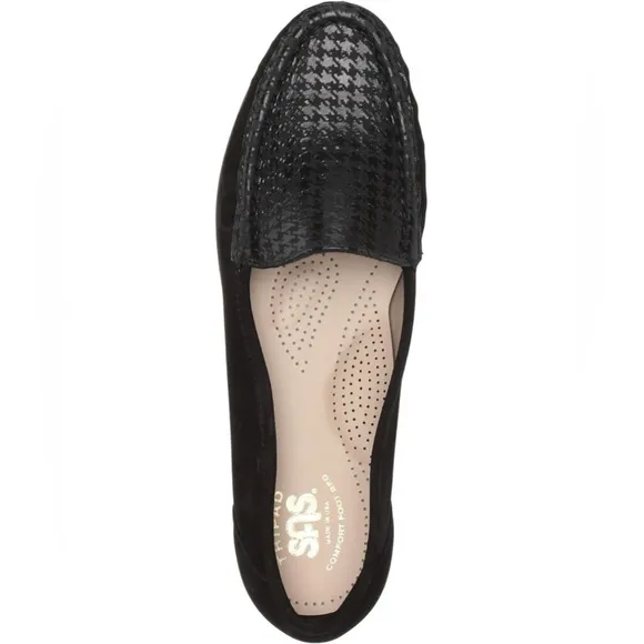 SAS | Simplify Everyday Loafer Black Suede Leather Gray Tetris Houndstooth - 8