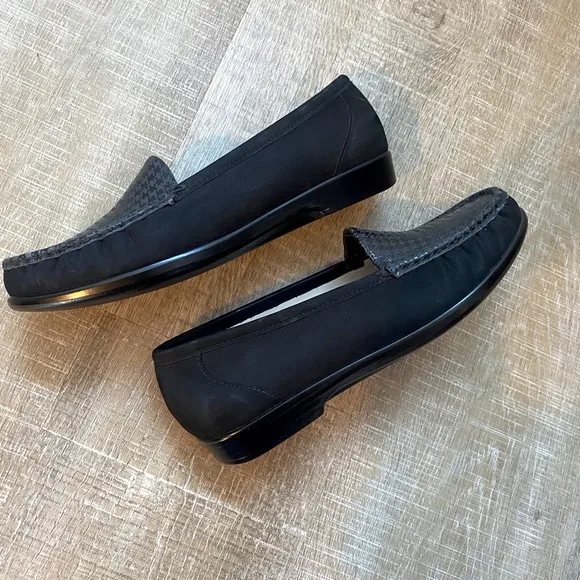 SAS | Simplify Everyday Loafer Black Suede Leather Gray Tetris Houndstooth - 8