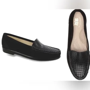 SAS | Simplify Everyday Loafer Black Suede Leather Gray Tetris Houndstooth - 8