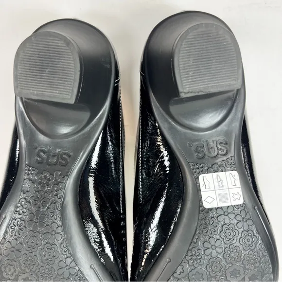 SAS Sonyo Slip On Heel Black Patent Leather size 10 Wide