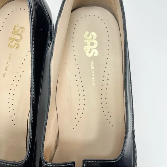 SAS Sonyo Slip On Heel Black Patent Leather size 10 Wide
