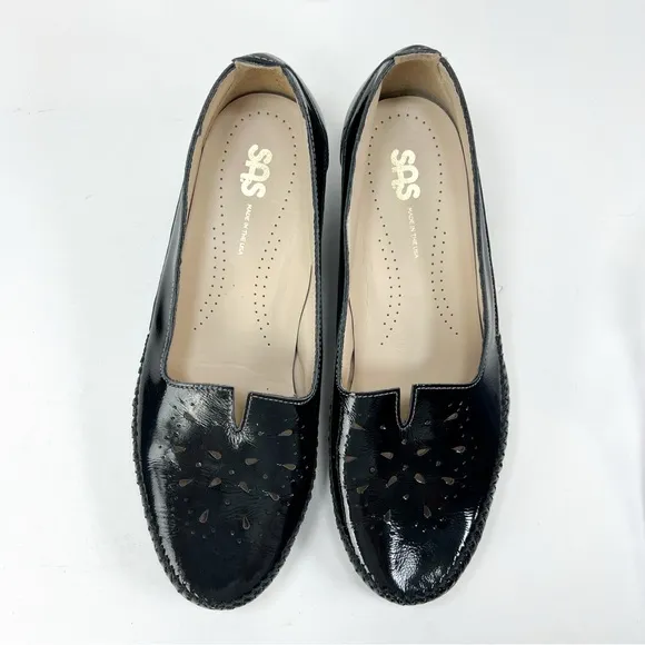 SAS Sonyo Slip On Heel Black Patent Leather size 10 Wide