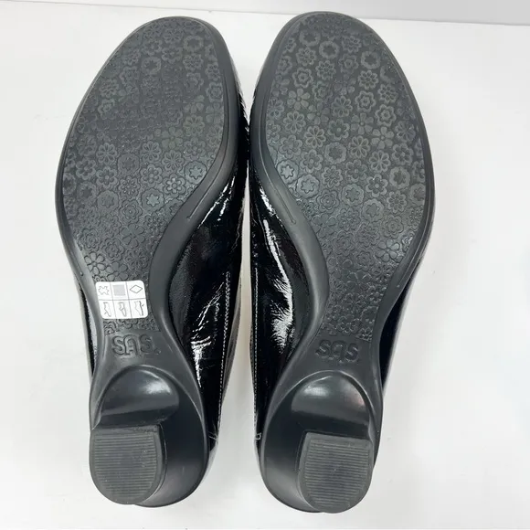 SAS Sonyo Slip On Heel Black Patent Leather size 10 Wide