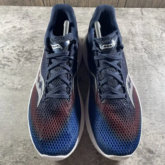 Saucony Kinvara 14 Mens Size 11 Navy Blue Red Athletic Running Shoes Sneakers