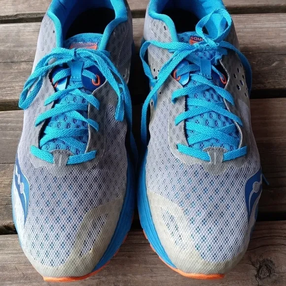 Saucony Mens Everun Kinvara 8 S20356-1 Gray Blue Running Shoes Lace Up Size 14.