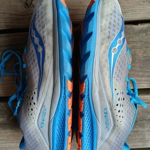 Saucony Mens Everun Kinvara 8 S20356-1 Gray Blue Running Shoes Lace Up Size 14.