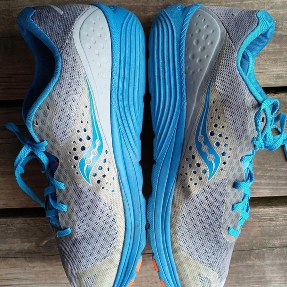Saucony Mens Everun Kinvara 8 S20356-1 Gray Blue Running Shoes Lace Up Size 14.
