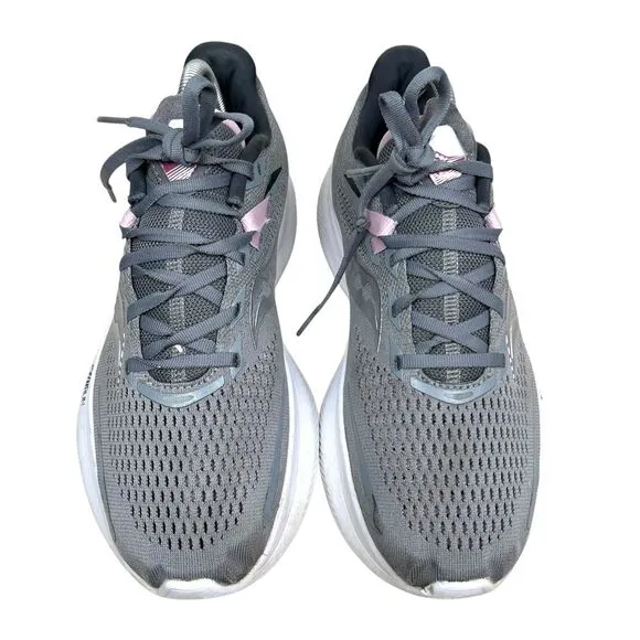 Saucony PWRRUN Women Running Sneakers Breathable Mesh Lace Up Gray Pink Sz 9.5 W