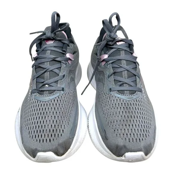 Saucony PWRRUN Women Running Sneakers Breathable Mesh Lace Up Gray Pink Sz 9.5 W