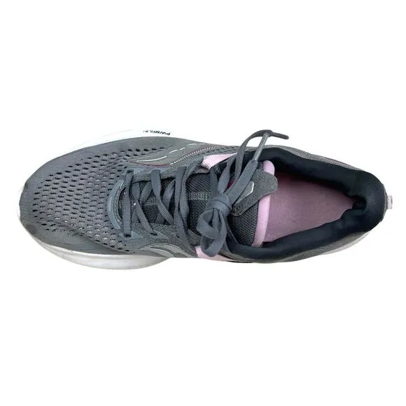 Saucony PWRRUN Women Running Sneakers Breathable Mesh Lace Up Gray Pink Sz 9.5 W