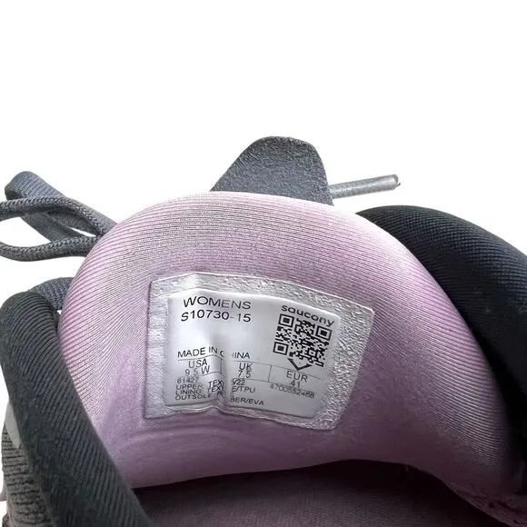 Saucony PWRRUN Women Running Sneakers Breathable Mesh Lace Up Gray Pink Sz 9.5 W