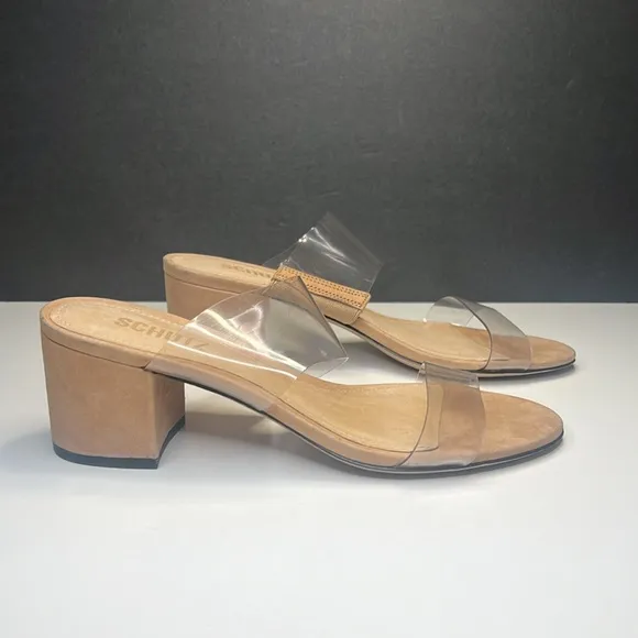 Schultz - Victorie Vinyl &amp; Suede Mules Sandal with Block Heel Women Size 6.5B