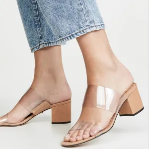 Schultz - Victorie Vinyl &amp; Suede Mules Sandal with Block Heel Women Size 6.5B
