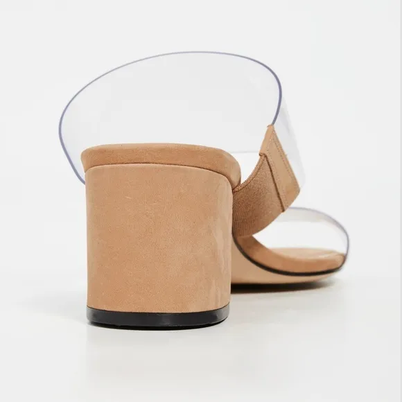 Schultz - Victorie Vinyl &amp; Suede Mules Sandal with Block Heel Women Size 6.5B
