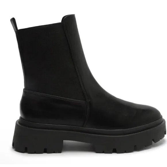 Schutz Billie Casual‎ Black Leather Boot Womens 8.5 Evereve New