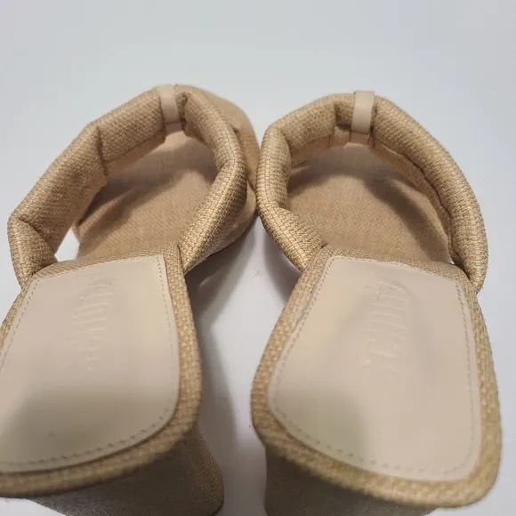 Schutz Fairy Mid Casual‎ Straw &amp; Nappa Leather Sandal Size 9.5