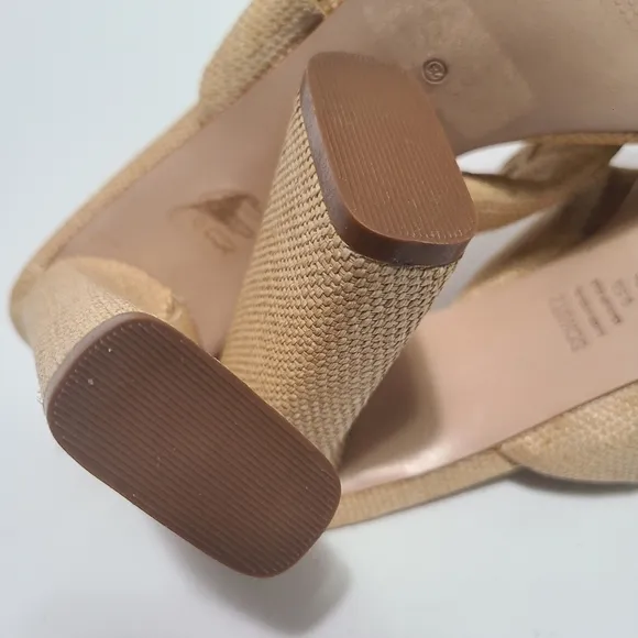 Schutz Fairy Mid Casual‎ Straw &amp; Nappa Leather Sandal Size 9.5