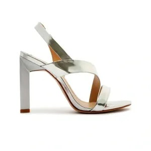 Schutz Kelly Metallic Silver Slingback Heels Size 7.5