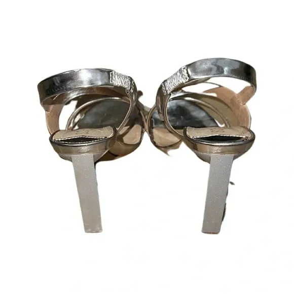 Schutz Kelly Metallic Silver Slingback Heels Size 7.5
