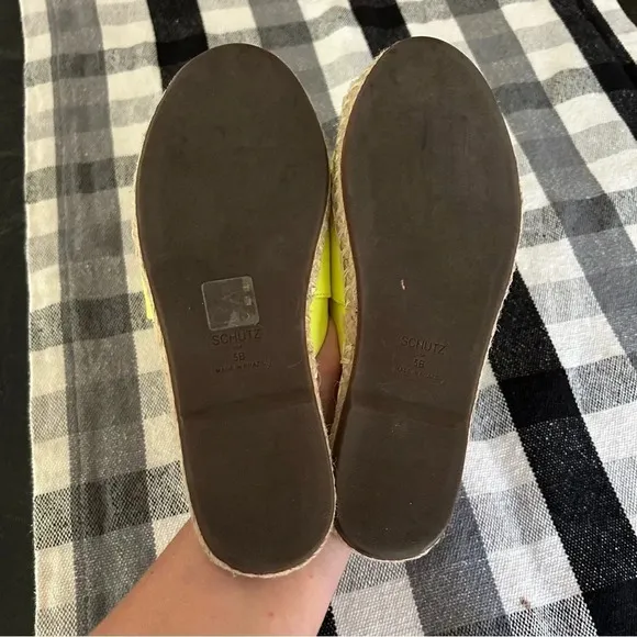 SCHUTZ Neon Yellow Leandrine Espadrille Mules Flat