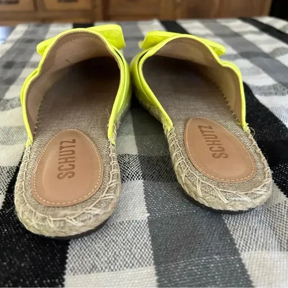 SCHUTZ Neon Yellow Leandrine Espadrille Mules Flat