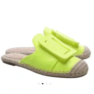 SCHUTZ Neon Yellow Leandrine Espadrille Mules Flat