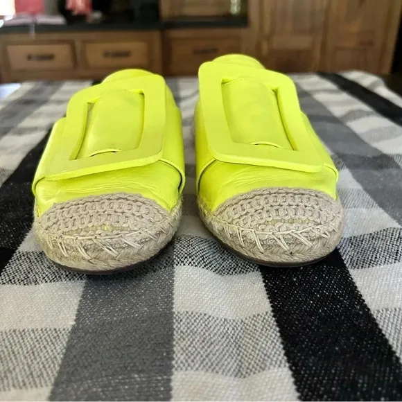 SCHUTZ Neon Yellow Leandrine Espadrille Mules Flat