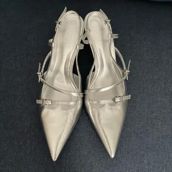 SCHUTZ silver kitten heels 7.5 like new