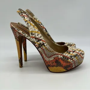 Schutz Snakeskin Leather Slingback Platform Pumps Stiletto heels Mob Wife SZ 9B