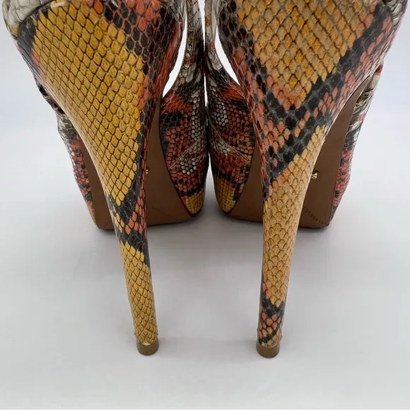 Schutz Snakeskin Leather Slingback Platform Pumps Stiletto heels Mob Wife SZ 9B