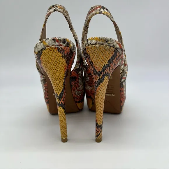 Schutz Snakeskin Leather Slingback Platform Pumps Stiletto heels Mob Wife SZ 9B