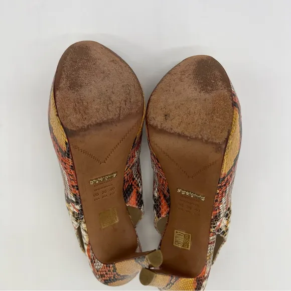 Schutz Snakeskin Leather Slingback Platform Pumps Stiletto heels Mob Wife SZ 9B