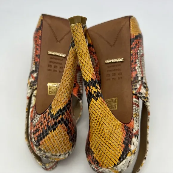 Schutz Snakeskin Leather Slingback Platform Pumps Stiletto heels Mob Wife SZ 9B