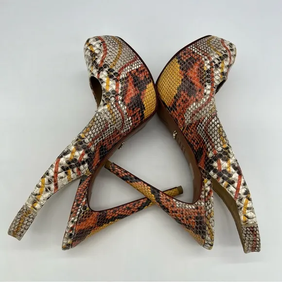 Schutz Snakeskin Leather Slingback Platform Pumps Stiletto heels Mob Wife SZ 9B