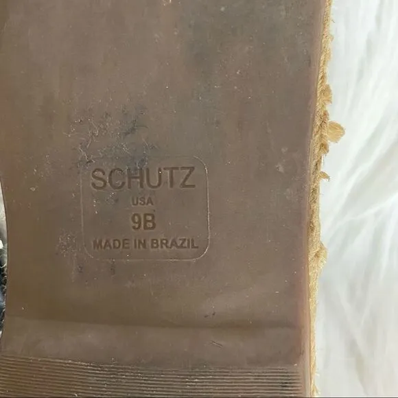SCHUTZ Studded Suede Leather Espadrille Flat Sandal Black 9