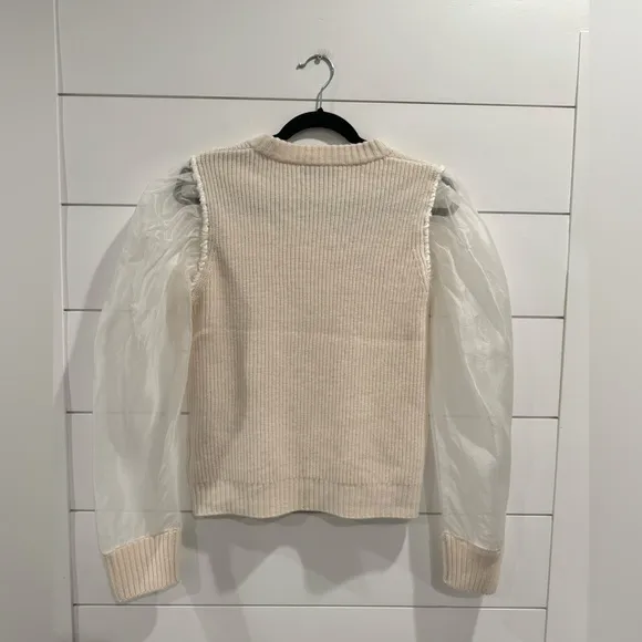 Sea James cream organza sleeve sweater