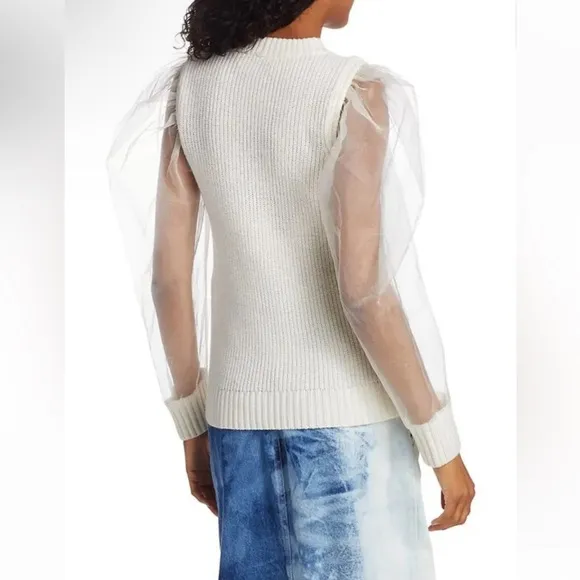 Sea James cream organza sleeve sweater