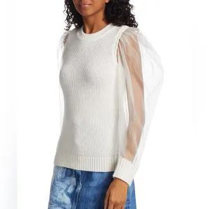 Sea James cream organza sleeve sweater