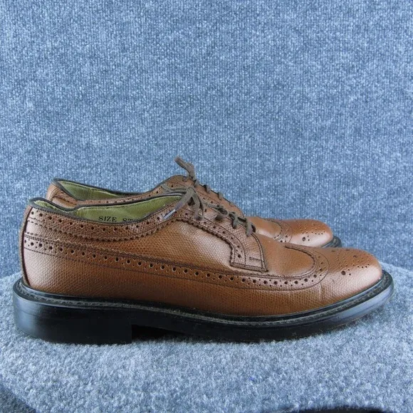 Sears 74607 Men Wingtip Oxfords‎ Shoes Brown Leather Lace Up Size 9 Medium
