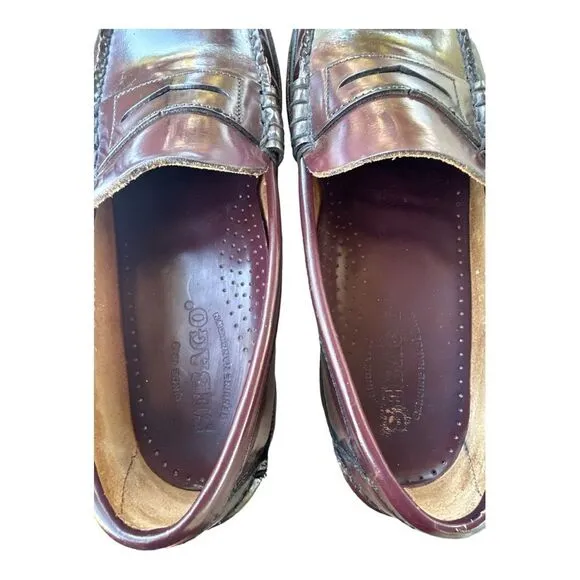 Sebago Classic Dan Brown Burgundy Garnet Hand Sewn Leather Slip On Loafer Size 9