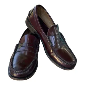 Sebago Classic Dan Brown Burgundy Garnet Hand Sewn Leather Slip On Loafer Size 9