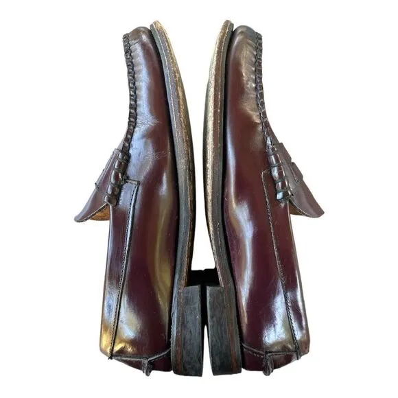 Sebago Classic Dan Brown Burgundy Garnet Hand Sewn Leather Slip On Loafer Size 9