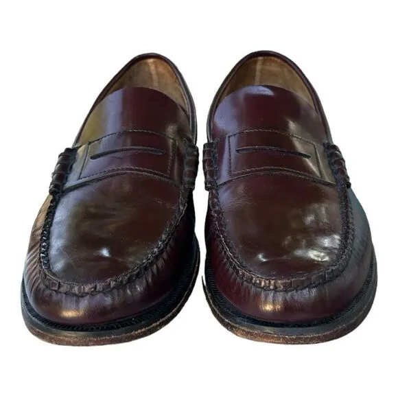 Sebago Classic Dan Brown Burgundy Garnet Hand Sewn Leather Slip On Loafer Size 9