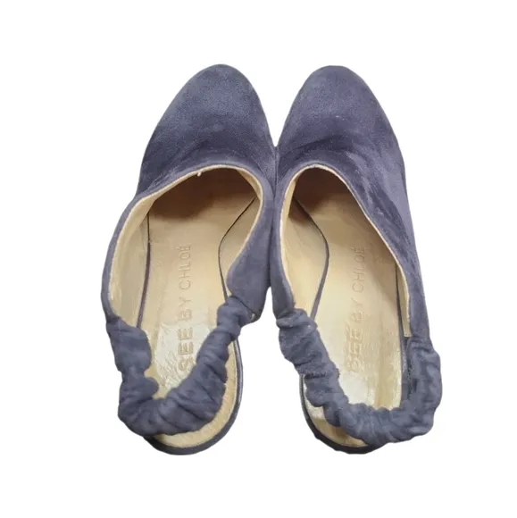 SEE BY CHLOE | Purple Suede Slingback Heels / Booties in Size‎ EU 37.5